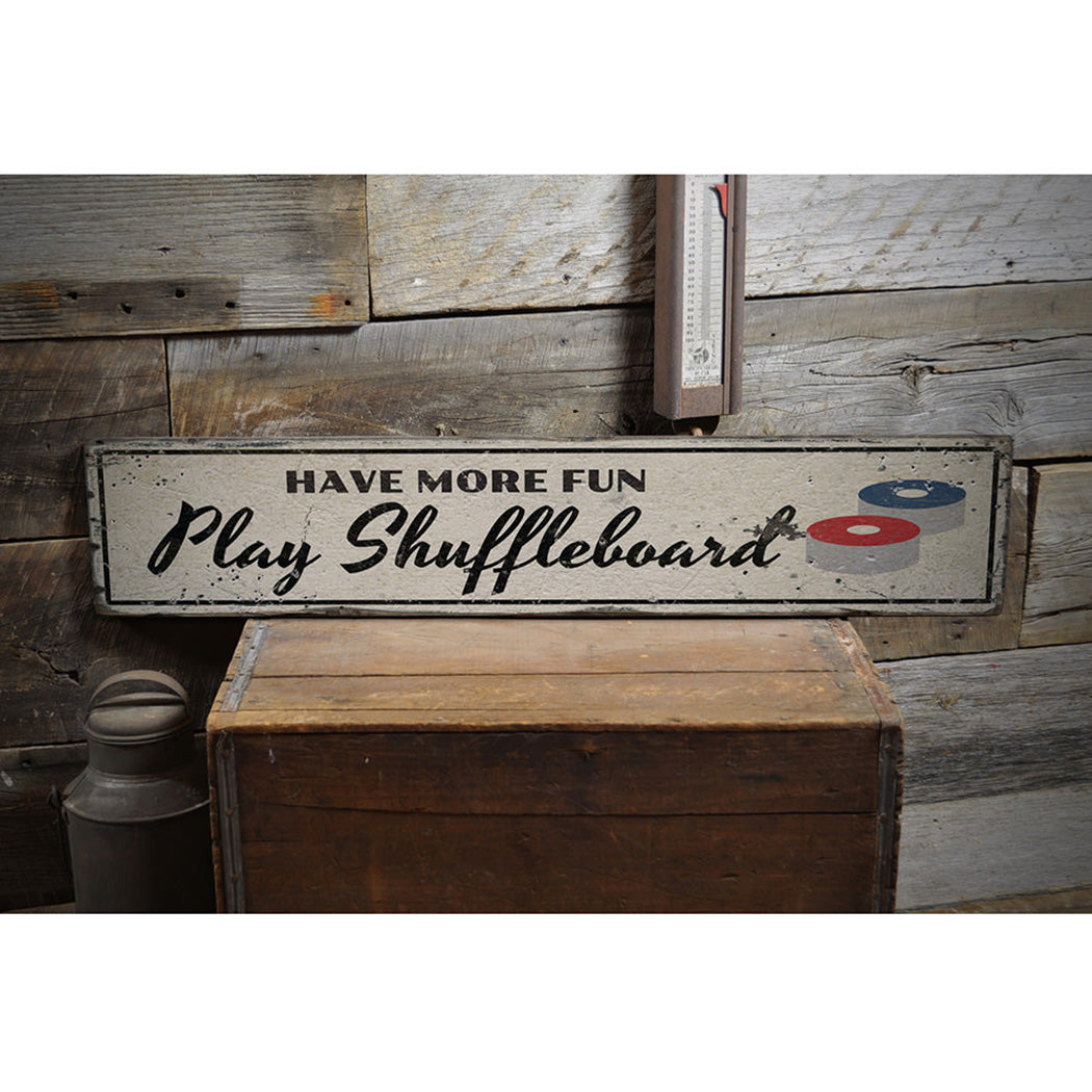 Fun Shuffleboard Rustic Wood Sign