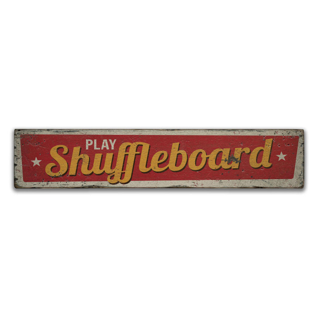 Play Shuffleboard Rustic Wood Sign