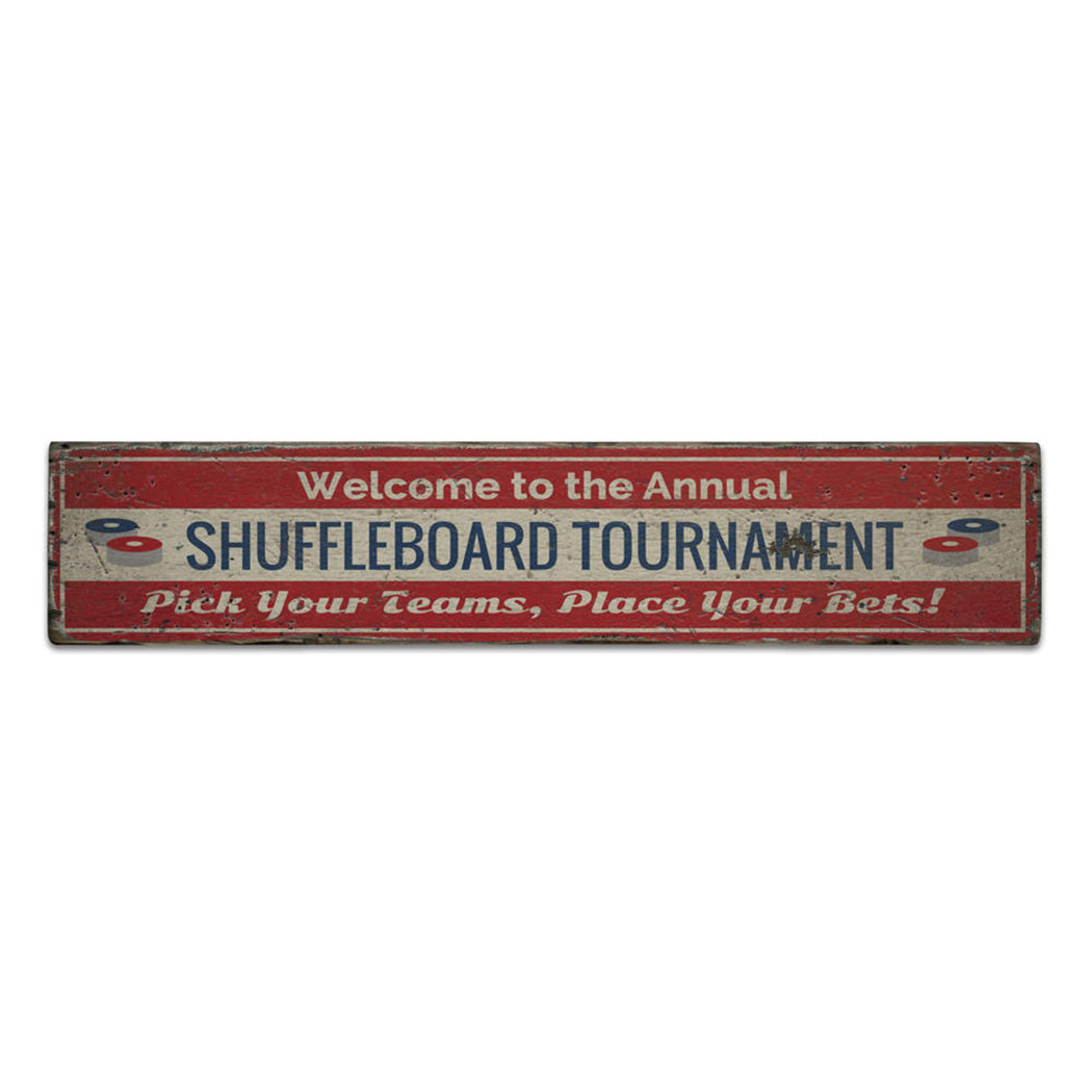 Shuffleboard Tournament Rustic Wood Sign