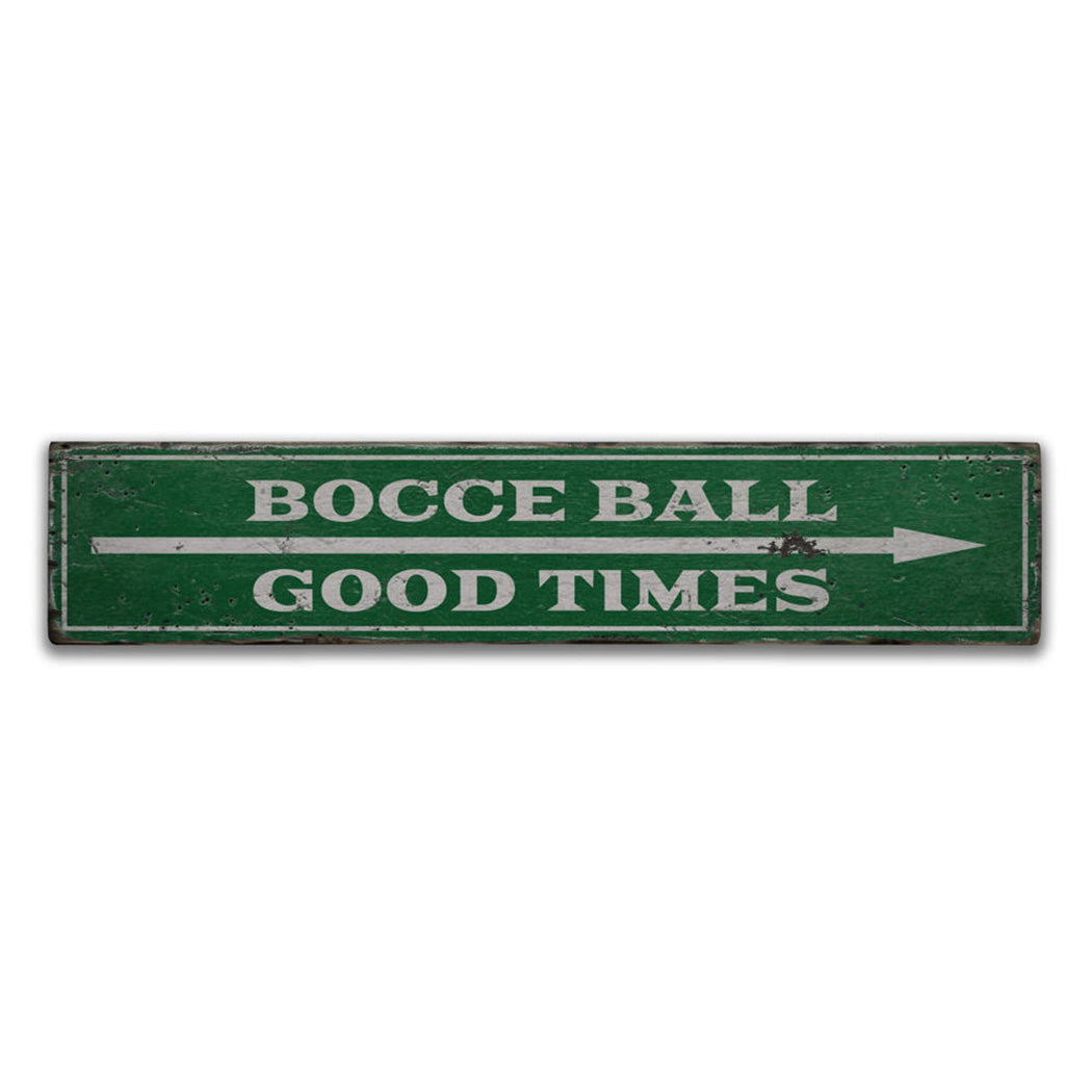 Bocce Ball Arrow Rustic Wood Sign