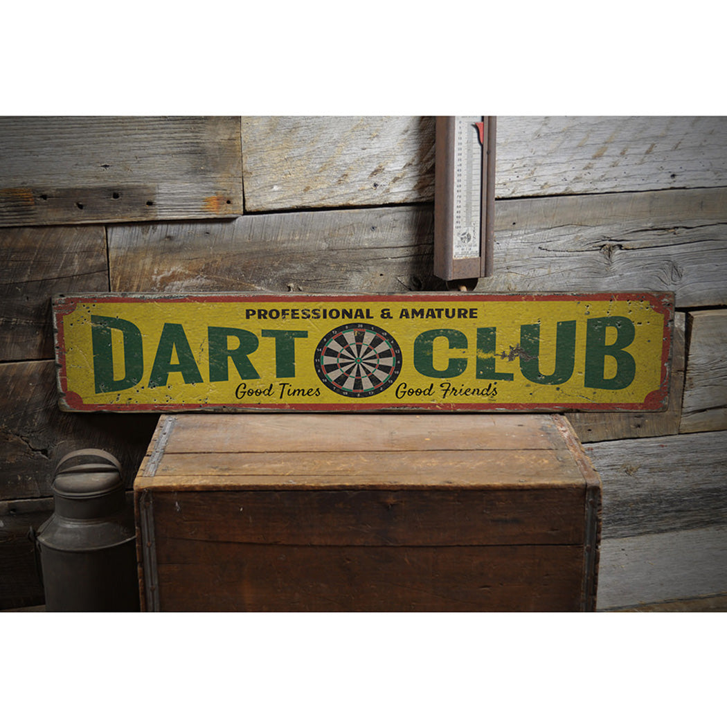 Dart Club Rustic Wood Sign