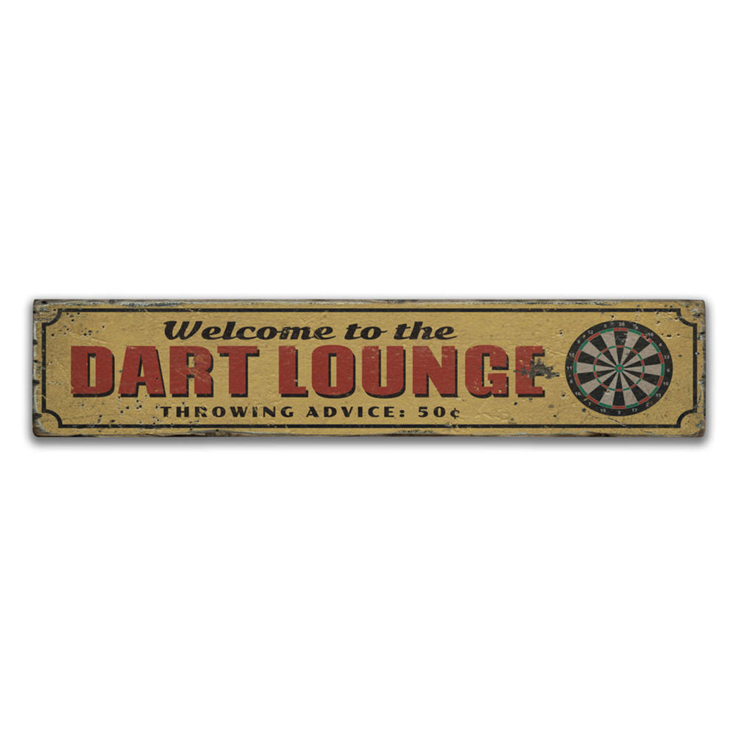 Dart Lounge Rustic Wood Sign