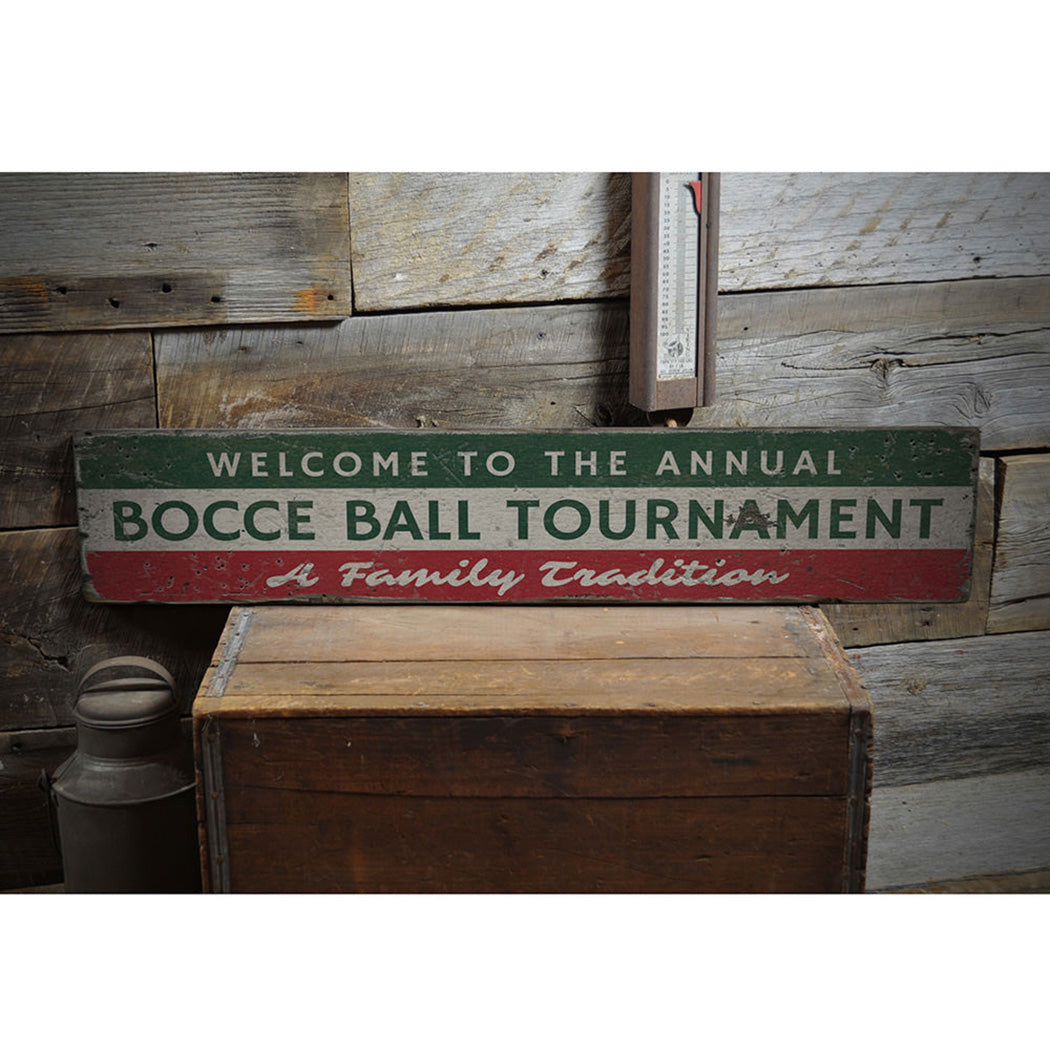 Bocce Ball Tournament Rustic Wood Sign