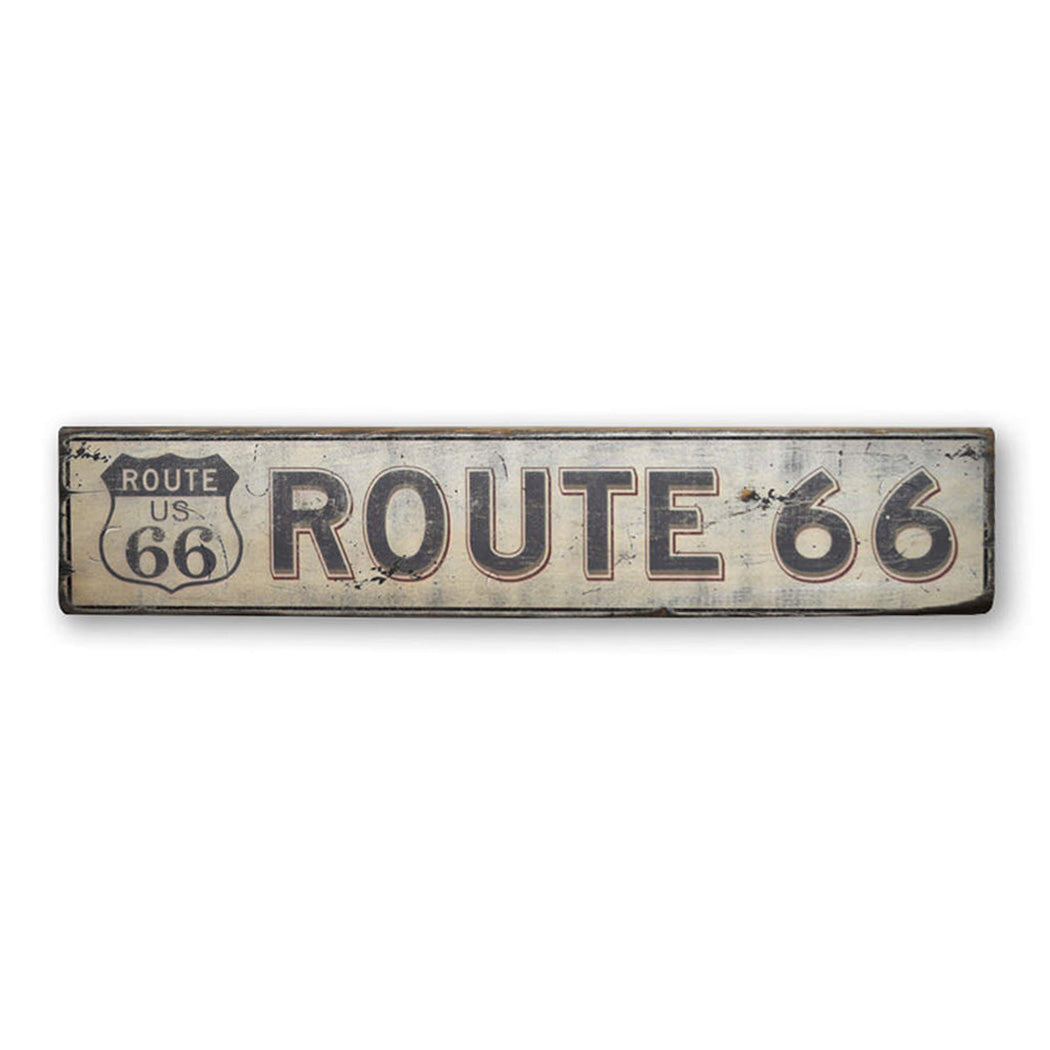 Nostalgic Route 66 Rustic Wood Sign