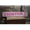 Fighter Pink Ribbon Rustic Wood Sign