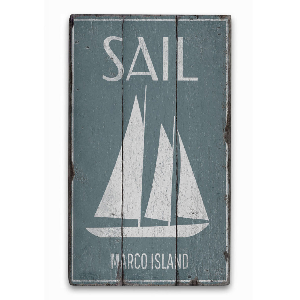 Sail Rustic Wood Sign