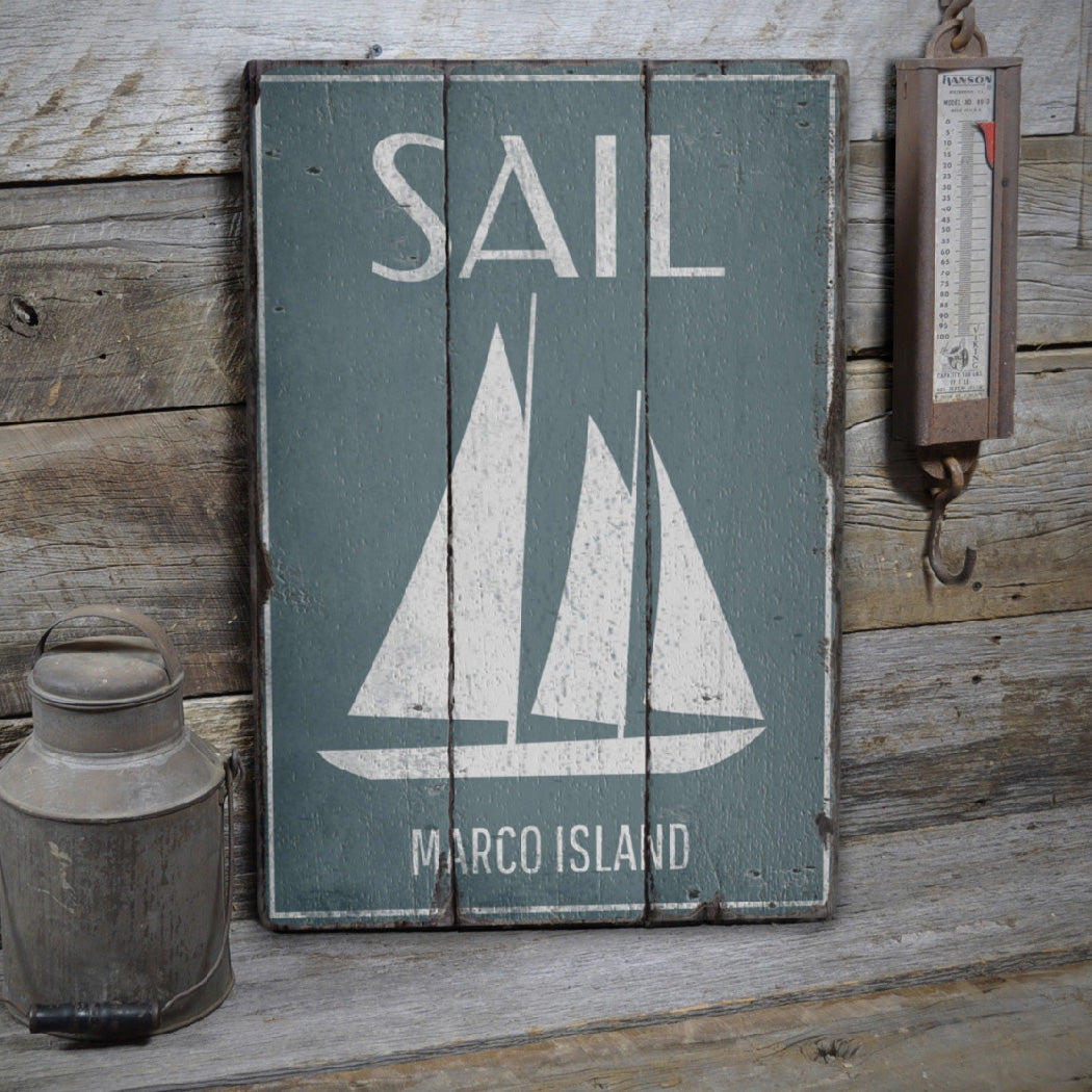 Sail Rustic Wood Sign