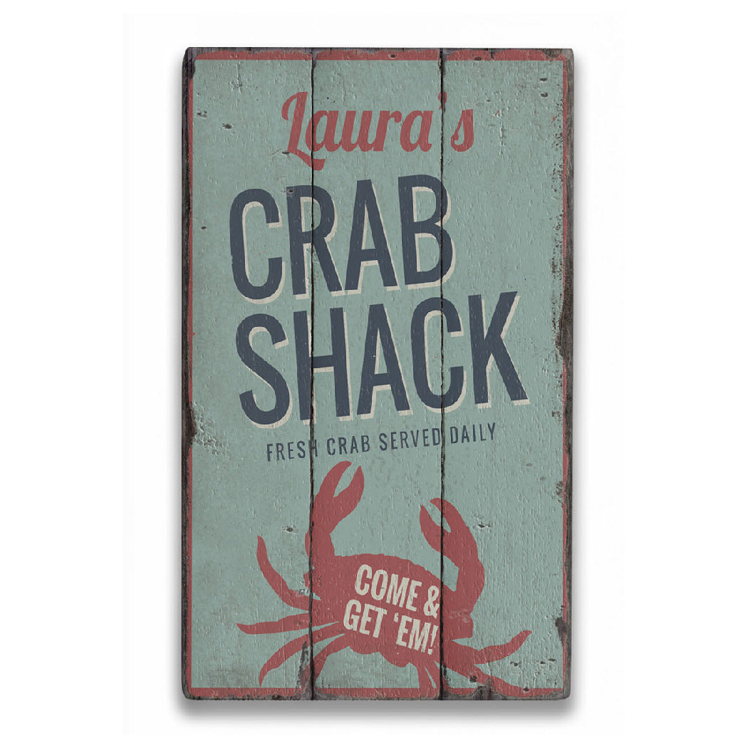 Crab Come & Get Em Rustic Wood Sign