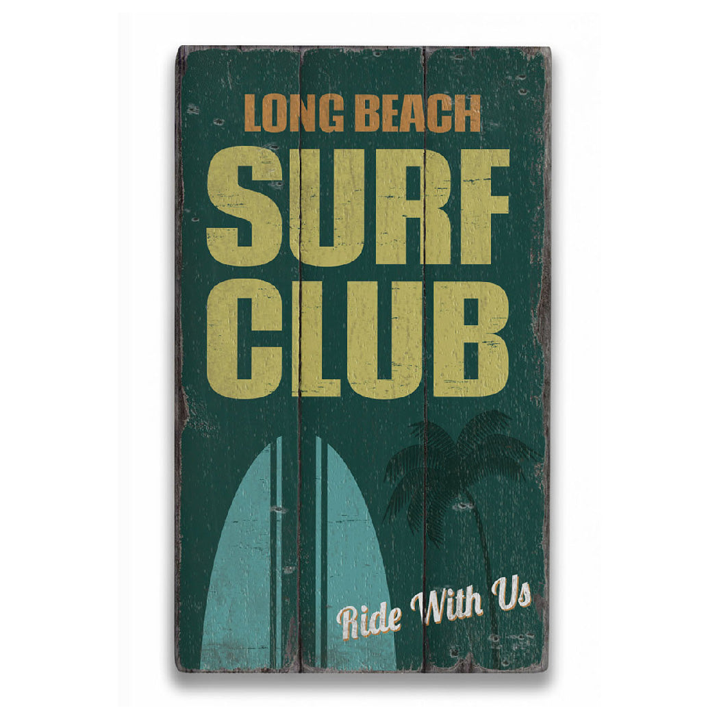 Beach Surf Club Rustic Wood Sign