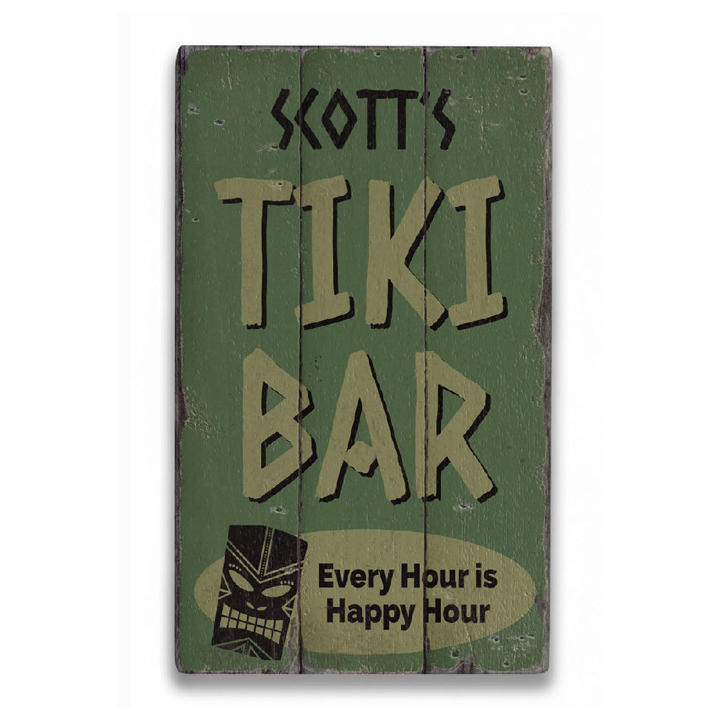 Every Hour is Happy Hour Tiki Bar Rustic Wood Sign