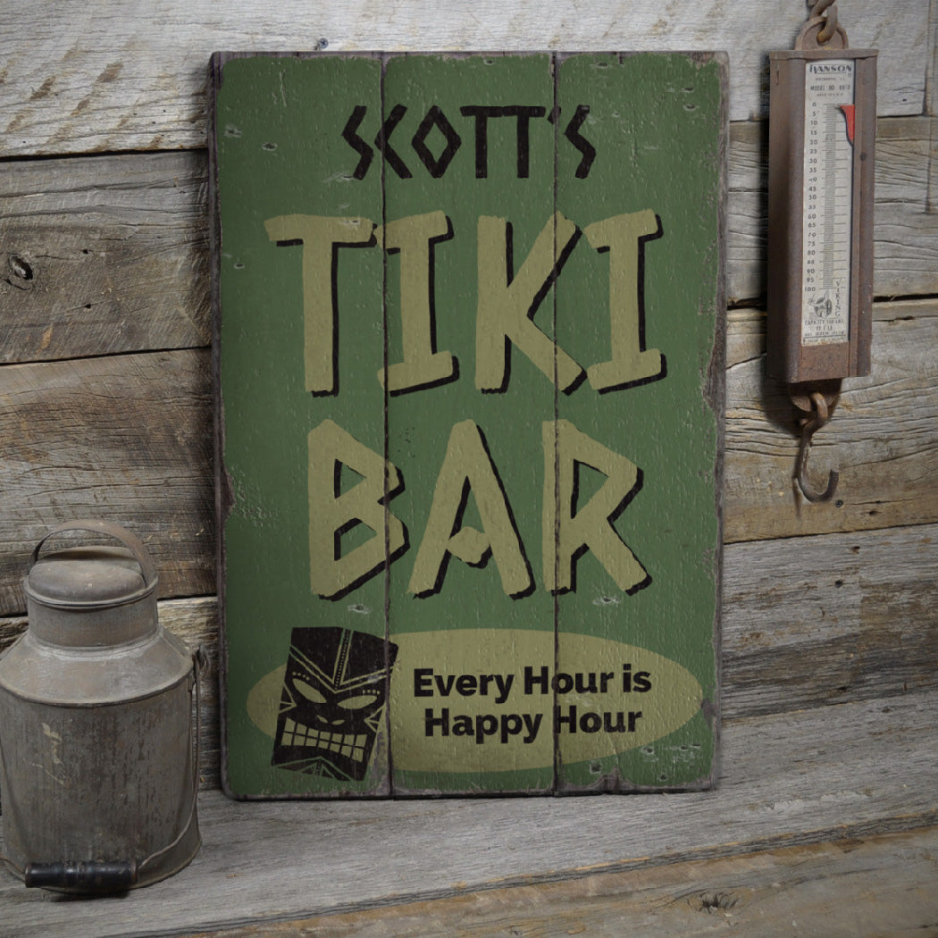 Every Hour is Happy Hour Tiki Bar Rustic Wood Sign