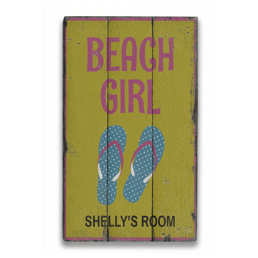 Beach Girl Rustic Wood Sign