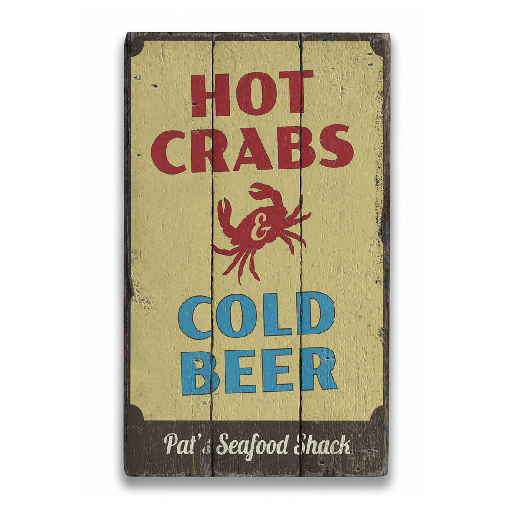 Hot Crabs and Cold Beer Rustic Wood Sign