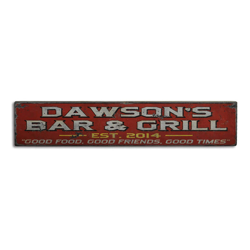 Bar & Grill - Good Food Rustic Wood Sign