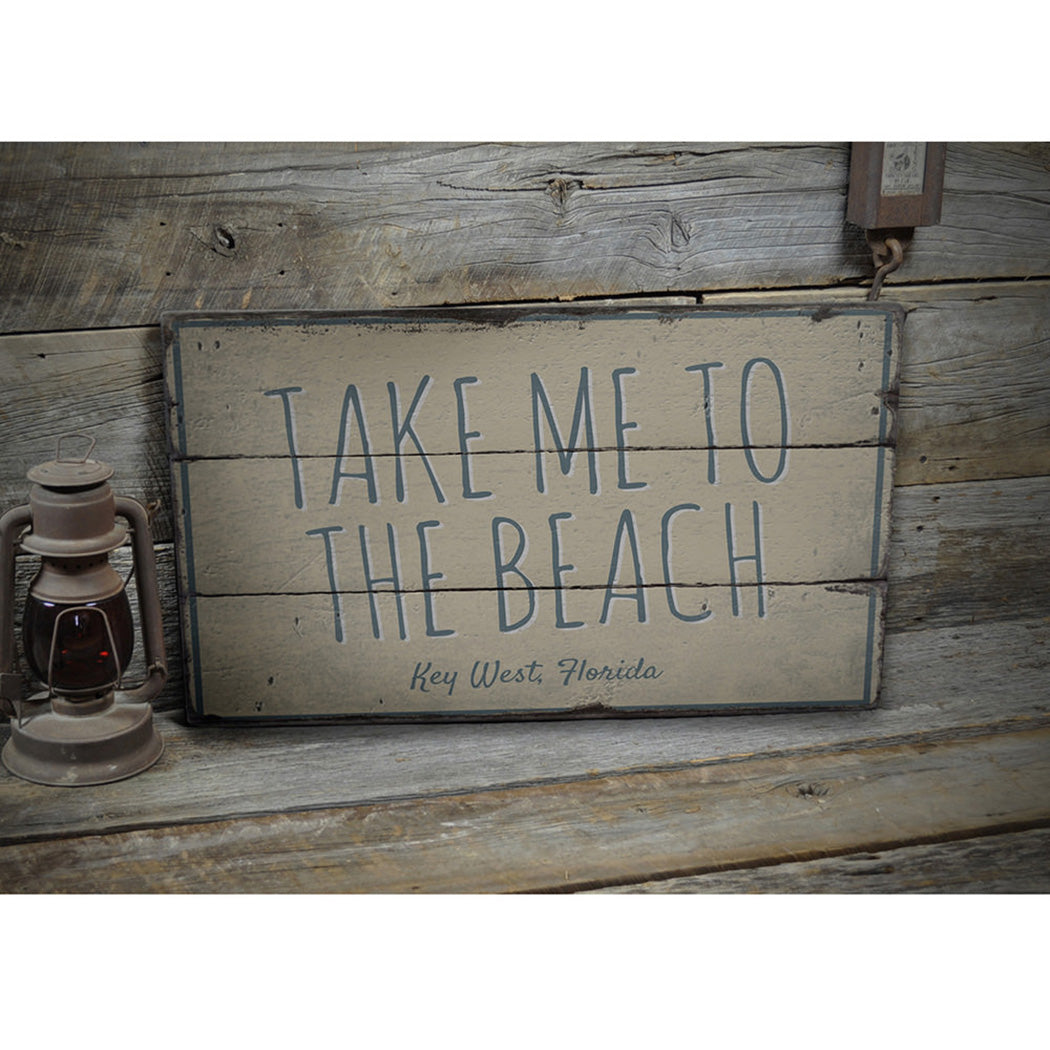 Take Me To The Beach Rustic Wood Sign