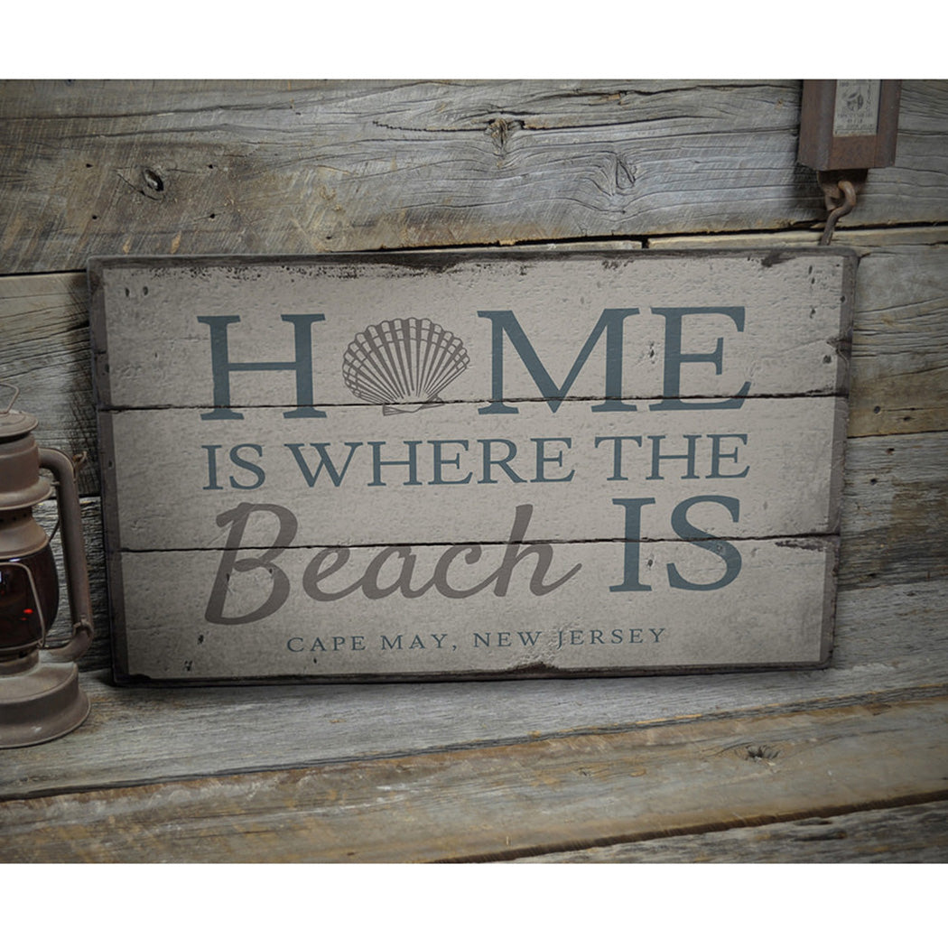 Home Is Where The Beach Is Rustic Wood Sign