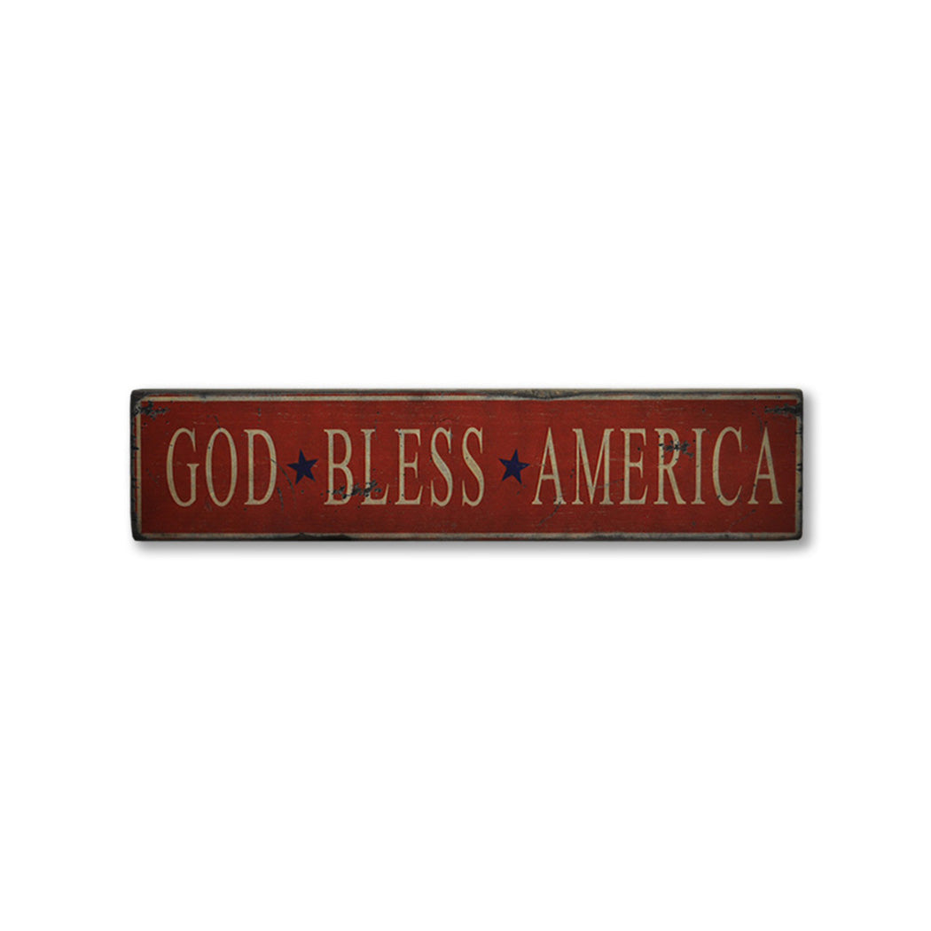 God Bless America - Stars Rustic Wood Sign