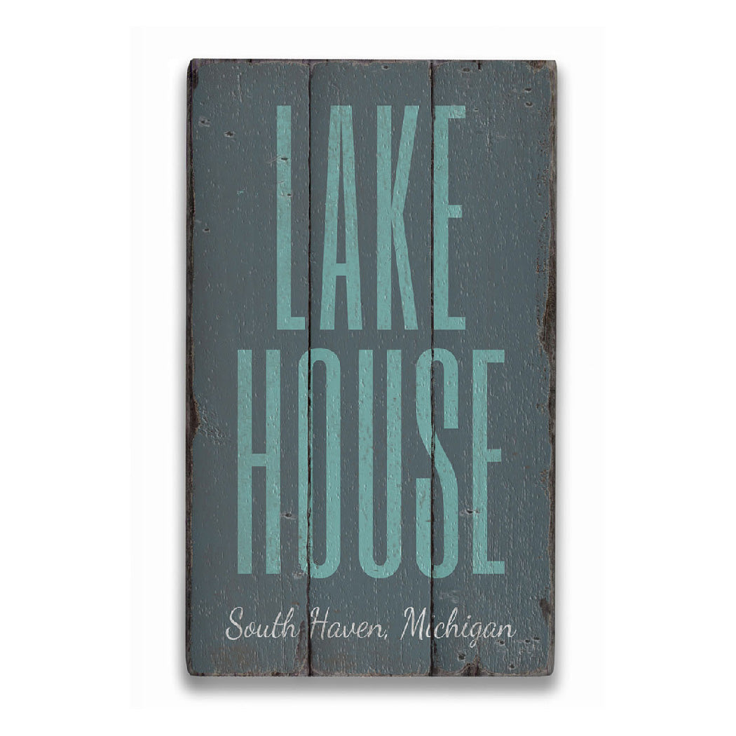 Lake House Location Rustic Wood Sign