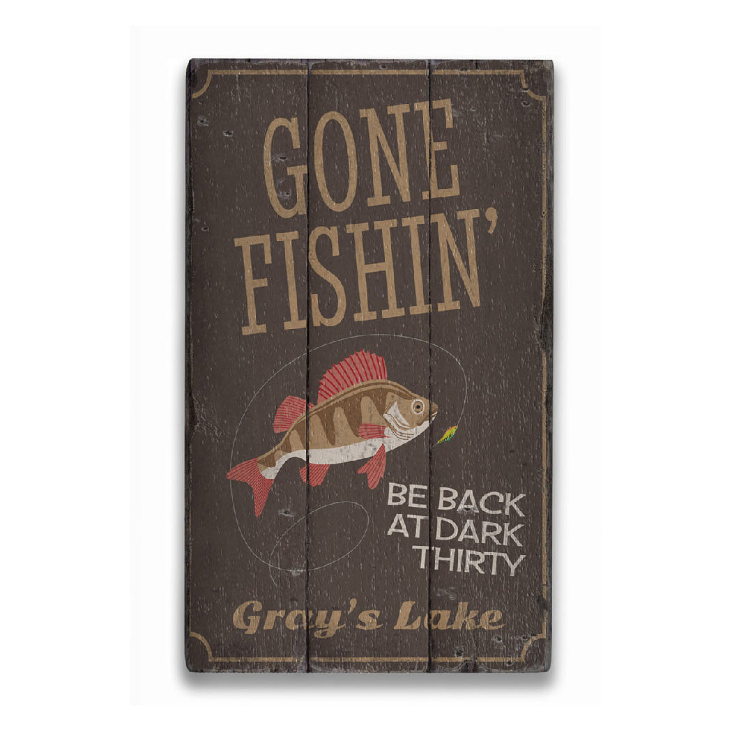 Gone Fishin Rustic Wood Sign