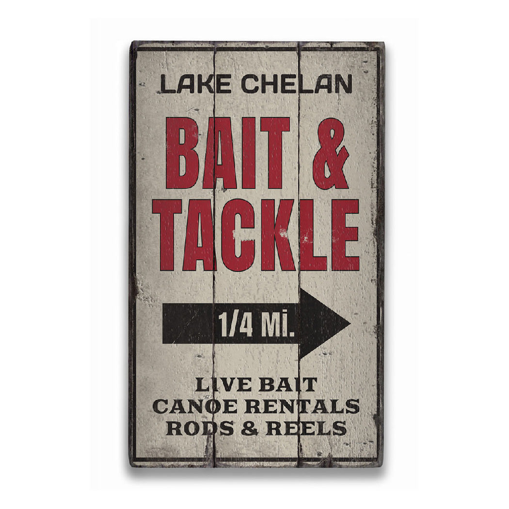 Bait & Tackle Mileage Rustic Wood Sign