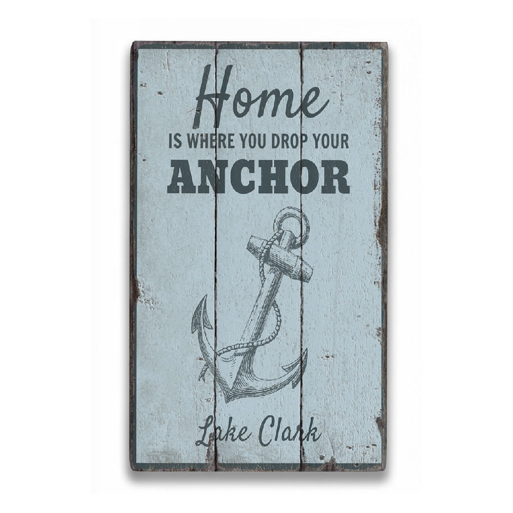 Nautical Lake Anchor Rustic Wood Sign