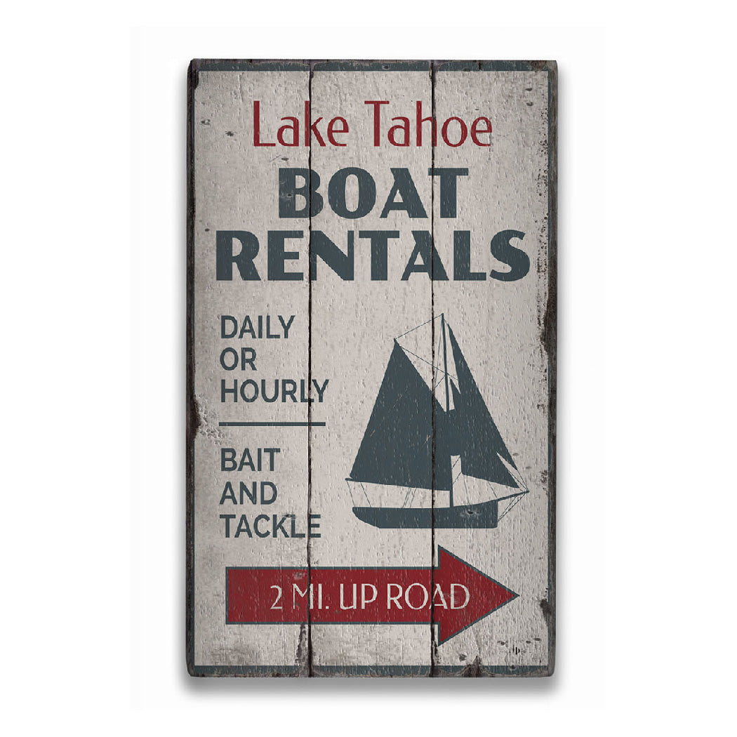 Boat Rentals Sailboat Rustic Wood Sign