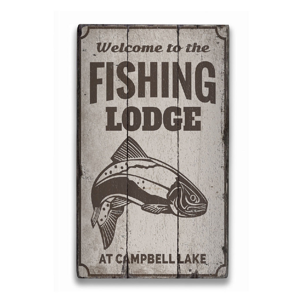 Fishing Lodge Welcome Rustic Wood Sign