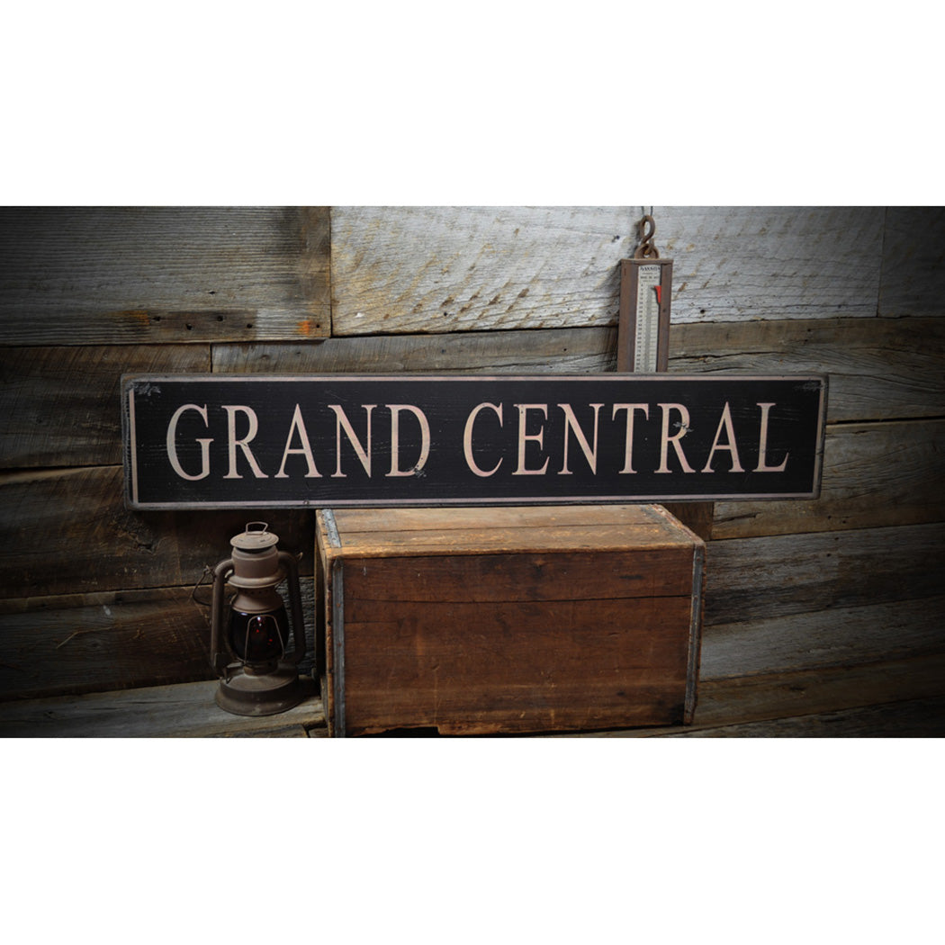 Grand Central Rustic Wood Sign