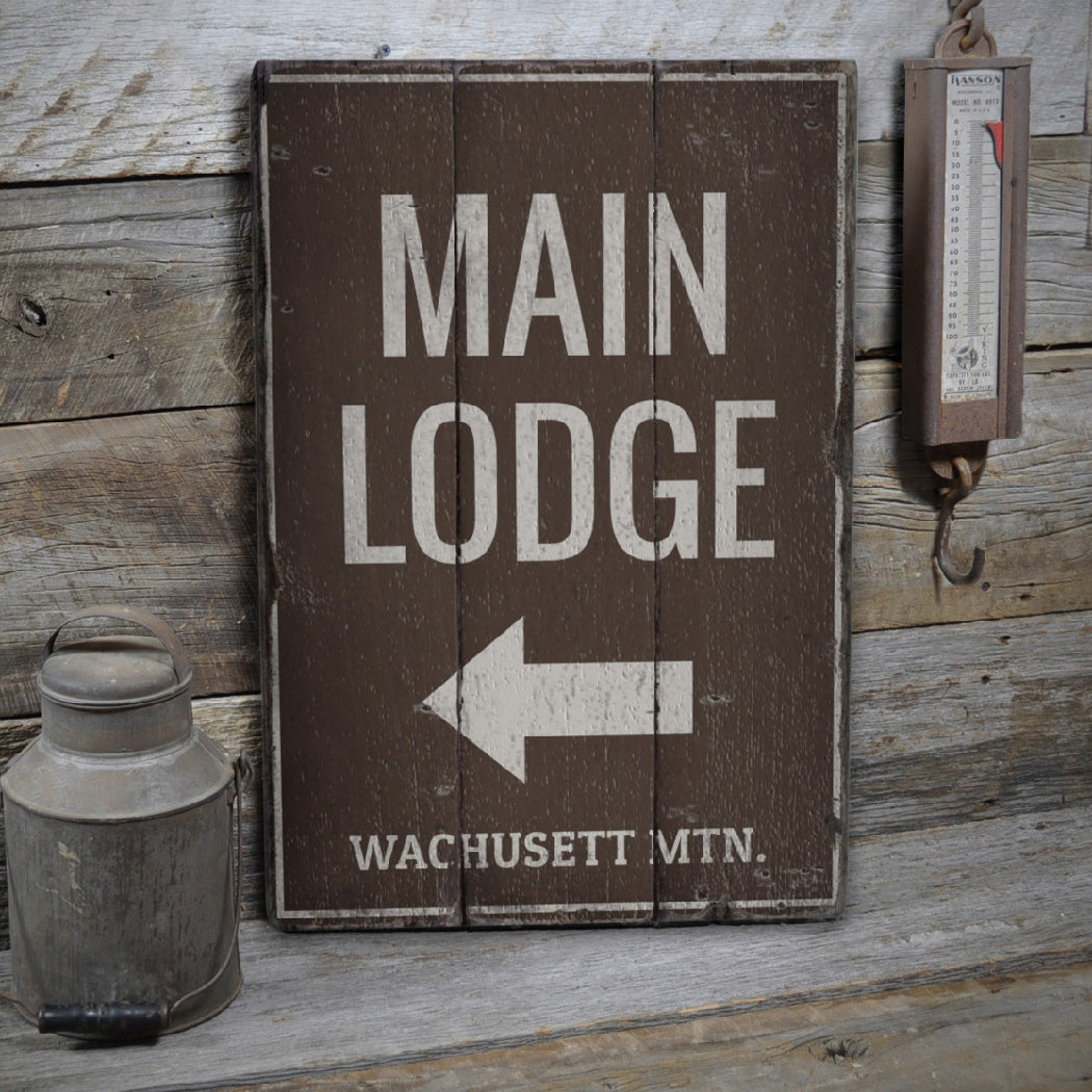 Main Lodge Arrow Rustic Wood Sign