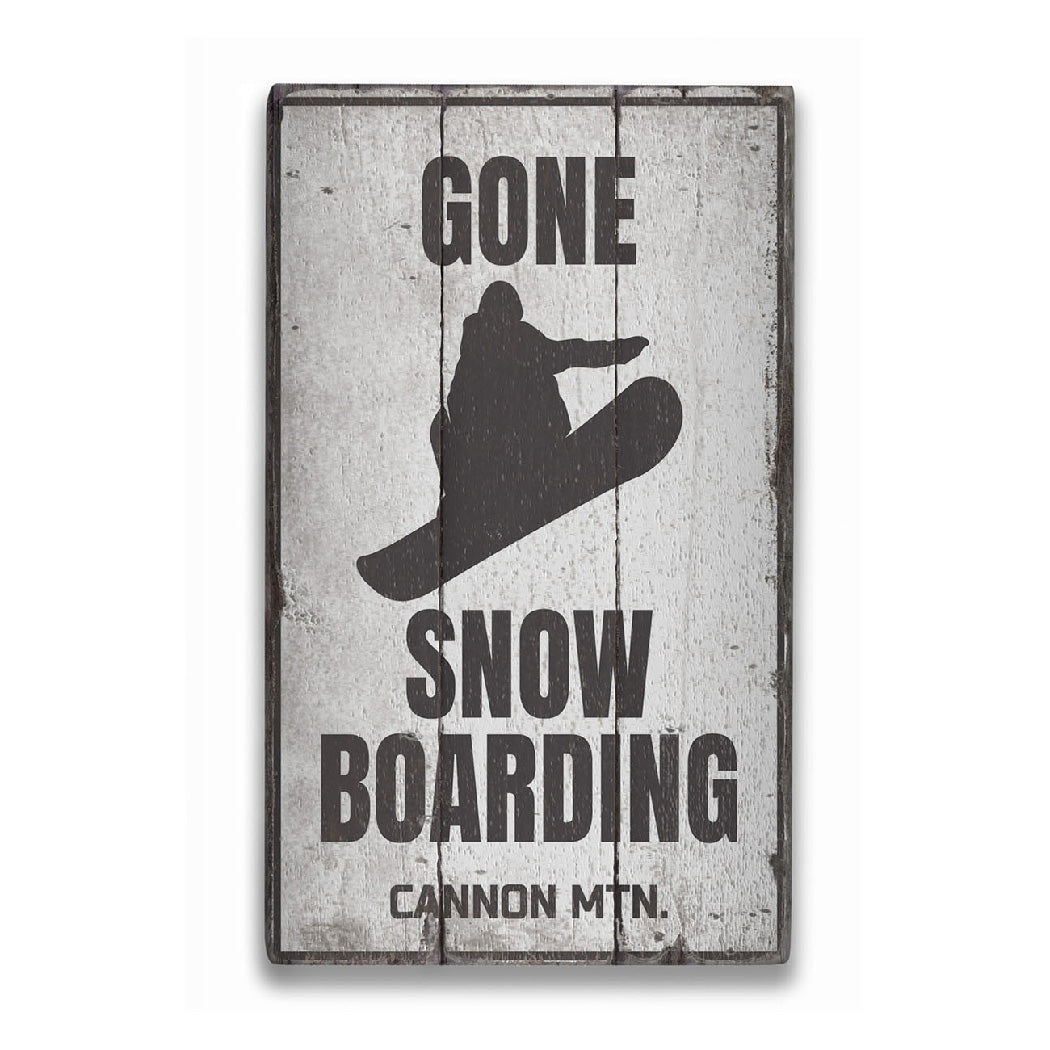 Gone Snowboarding Rustic Wood Sign