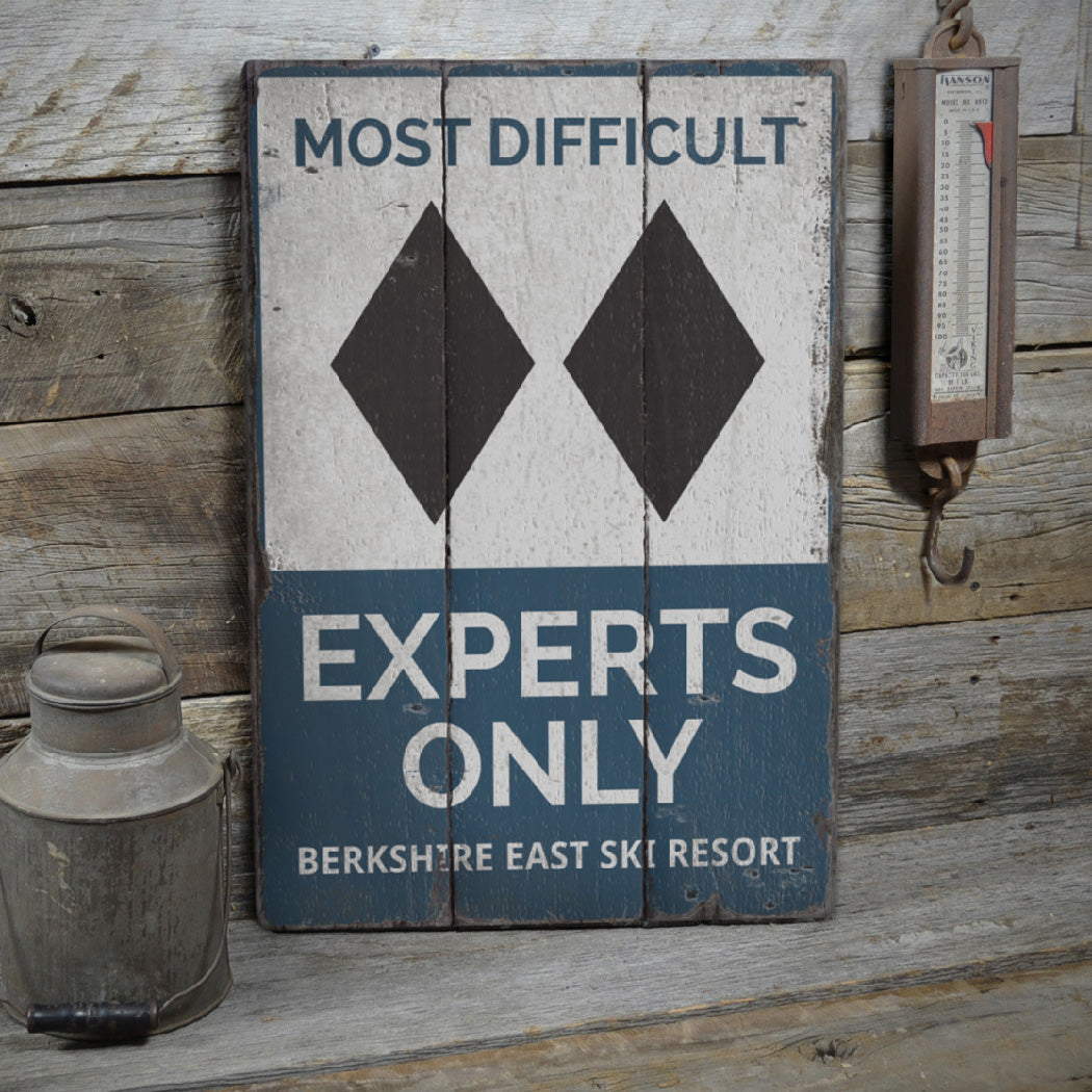 Experts Only Skiing Rustic Wood Sign