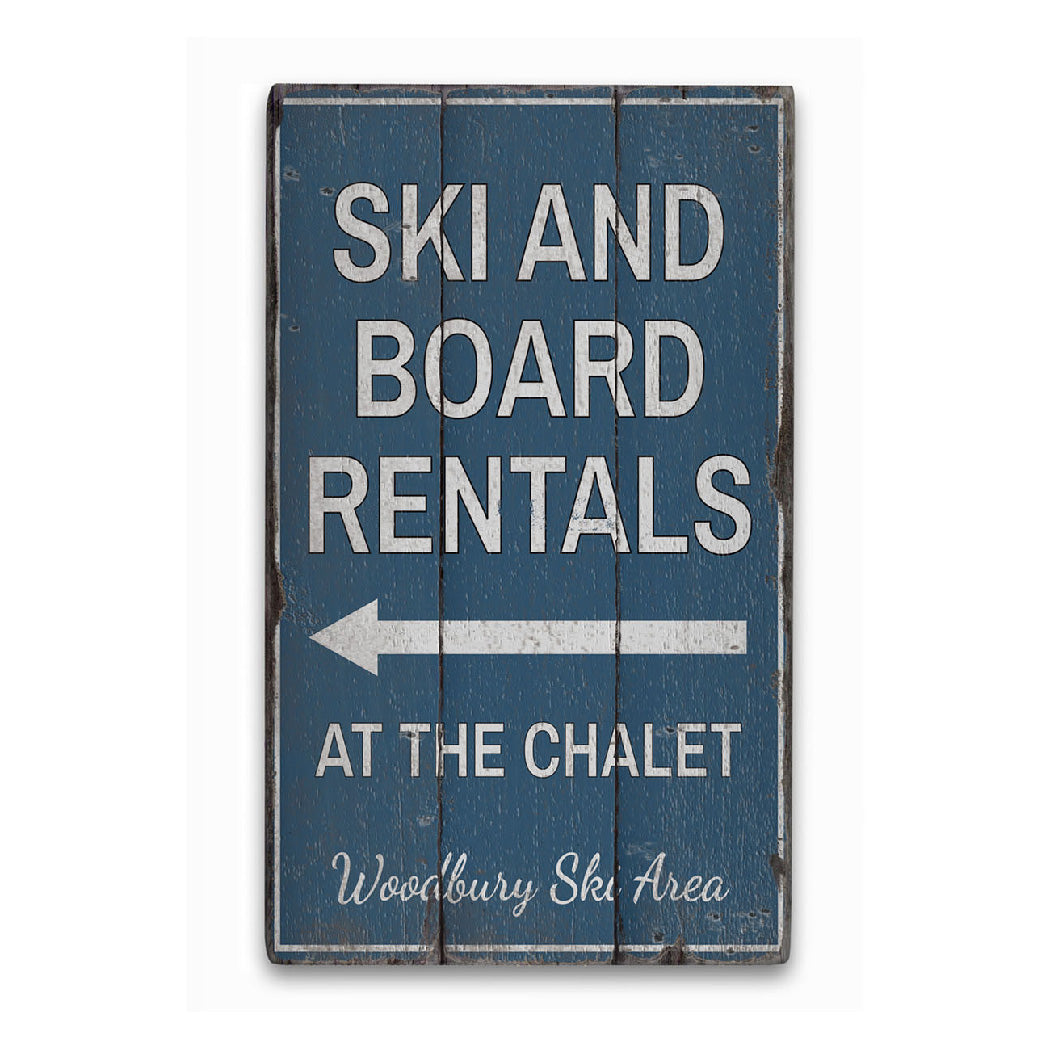 Ski & Board Rentals Rustic Wood Sign