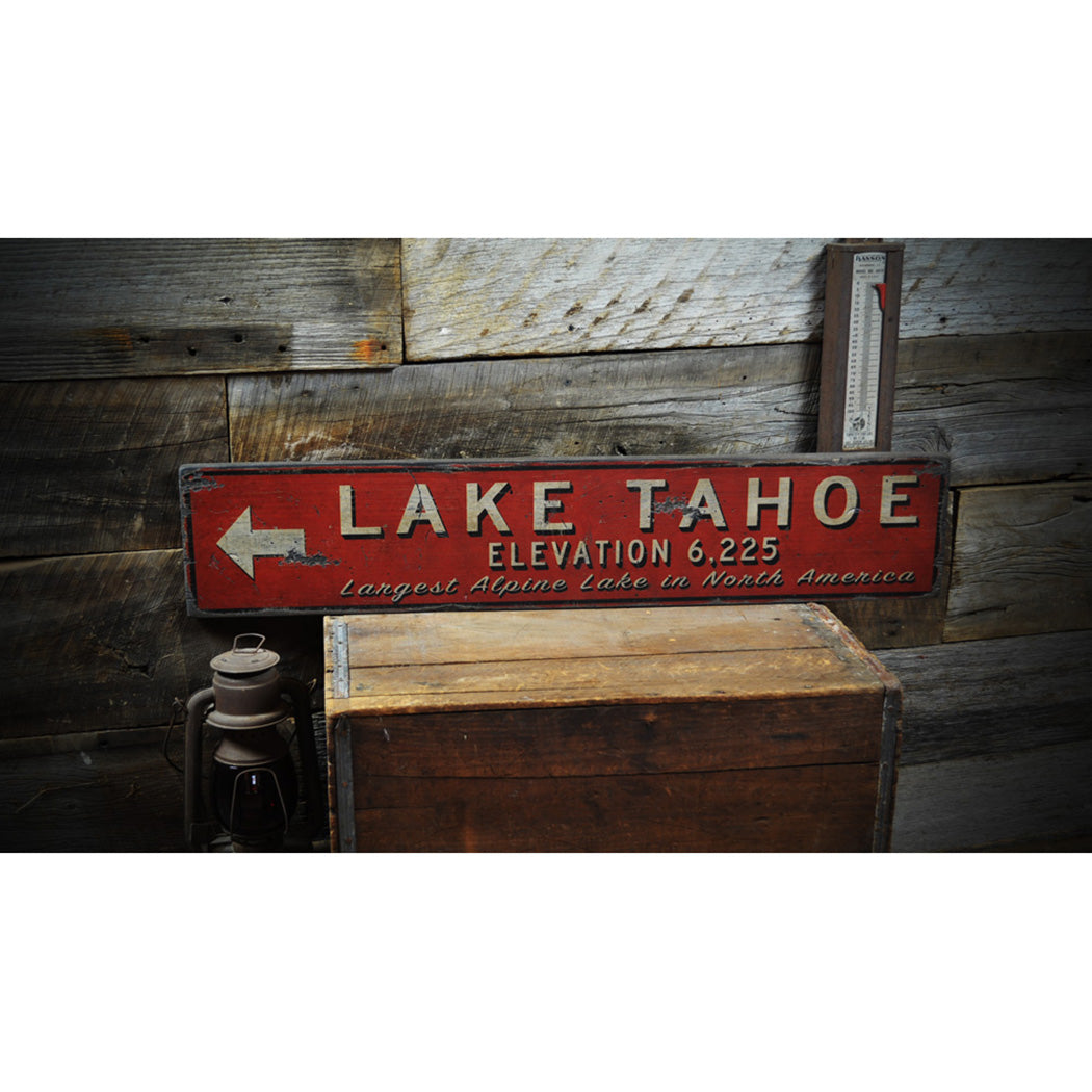 Lake Tahoe Rustic Wood Sign