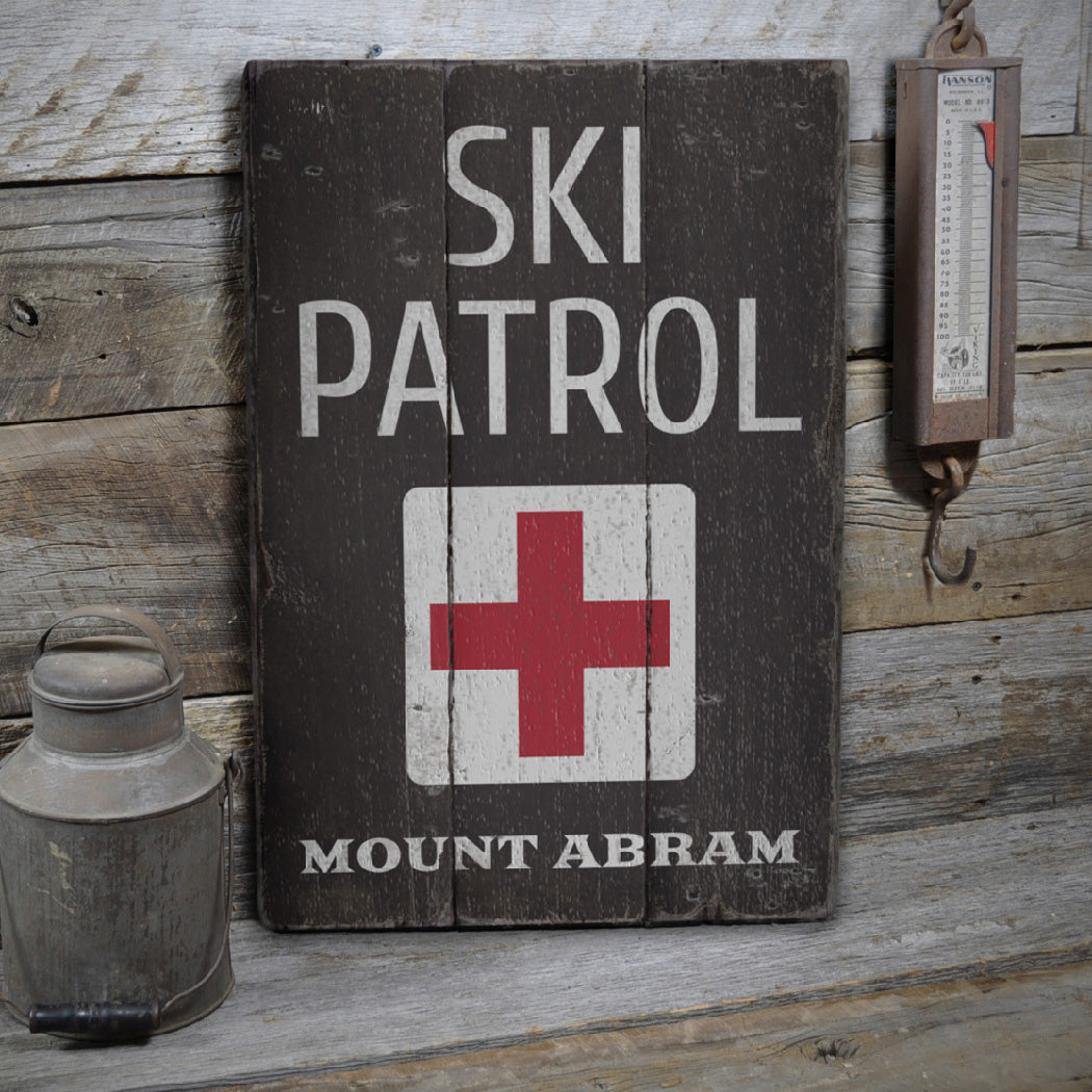 Location Ski Patrol Rustic Wood Sign