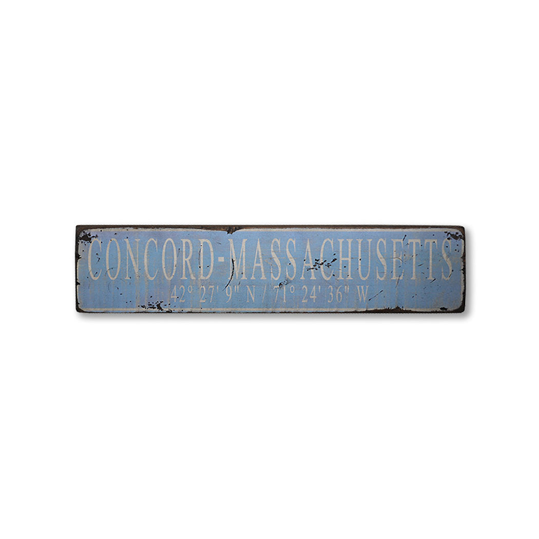 City State Latitude/Longitude Rustic Wood Sign