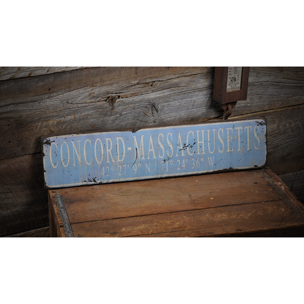 Longitude Rustic Wood Sign