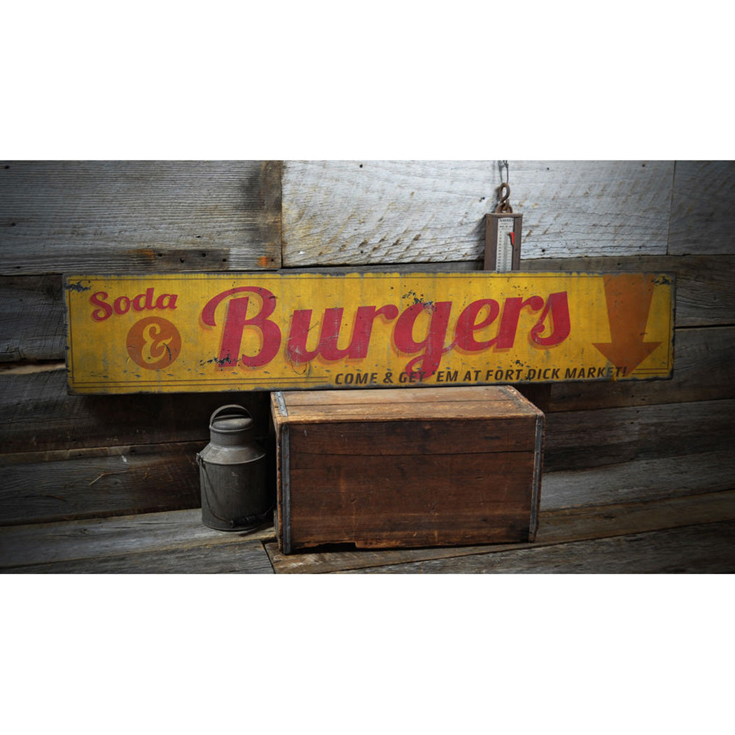 Sodas and Burgers Come and Get 'em Rustic Wood Sign