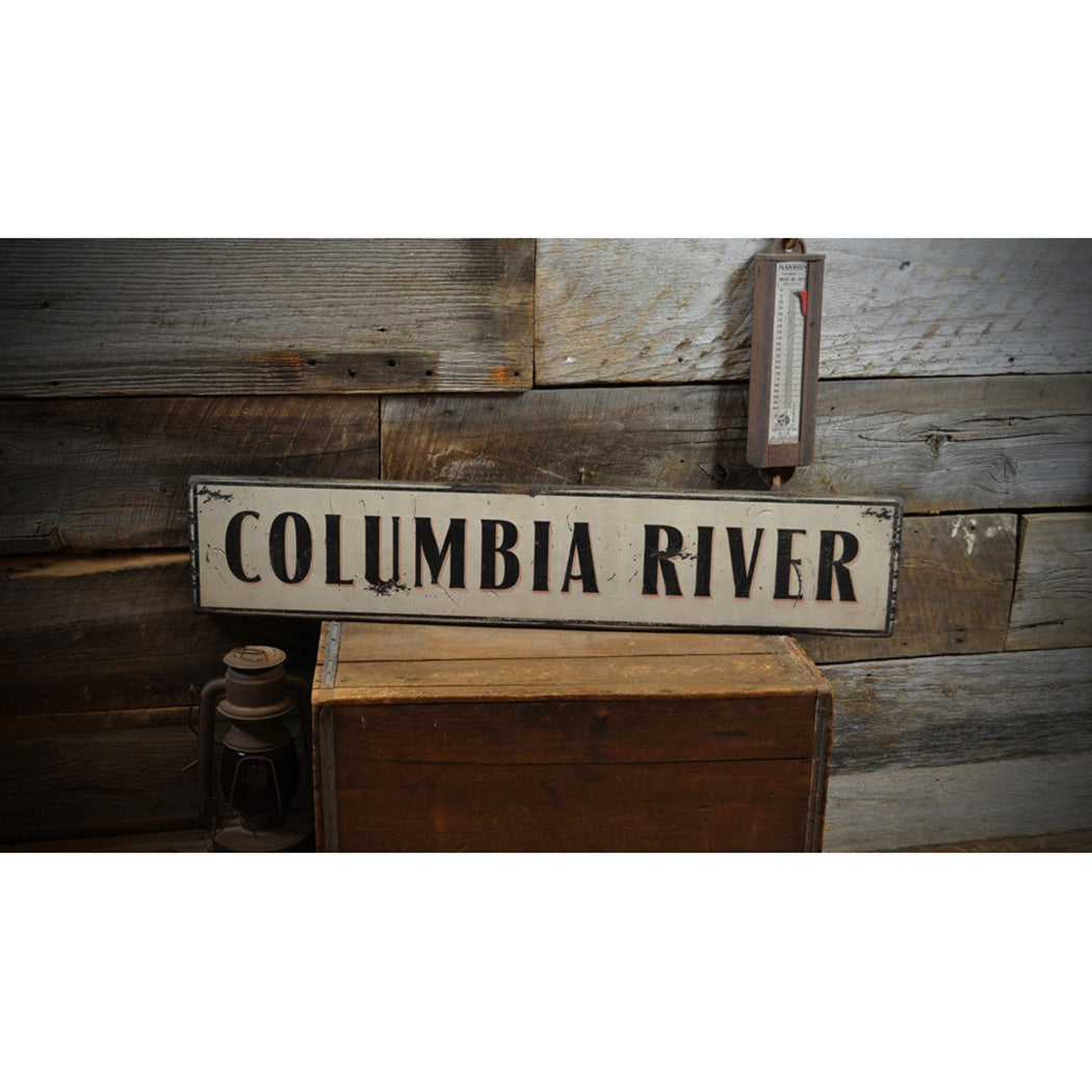 River Rustic Wood Sign