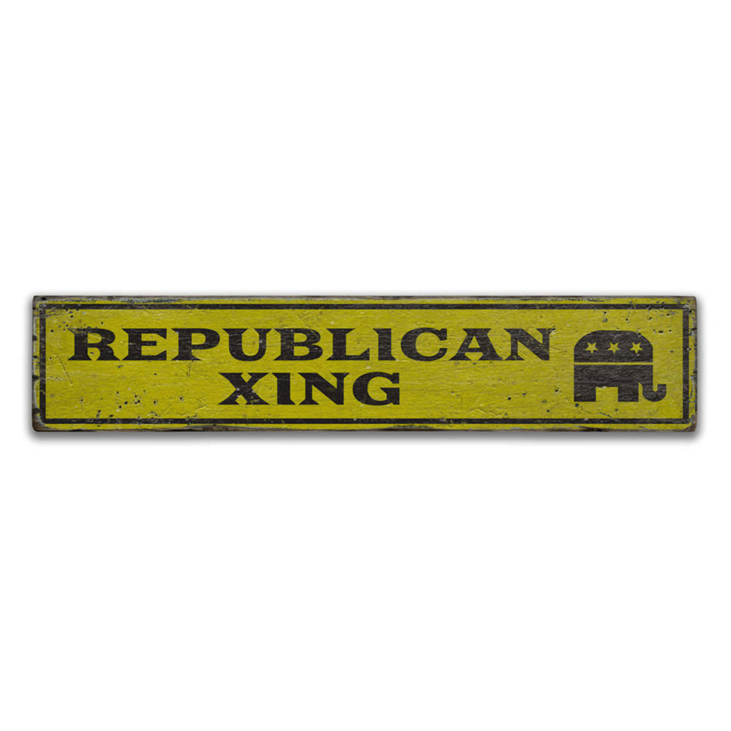 Republican Crossing Rustic Wood Sign