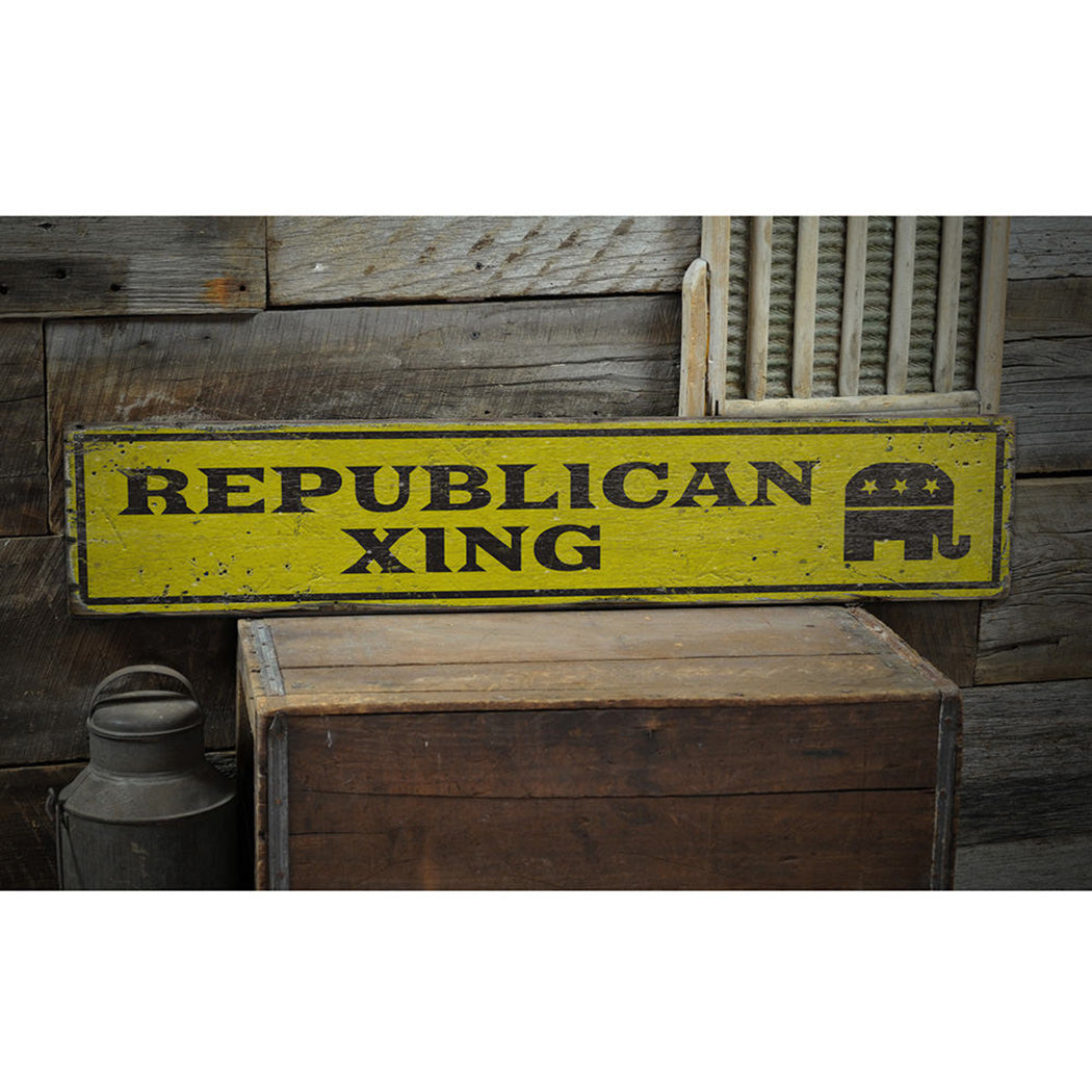 Republican Crossing Rustic Wood Sign