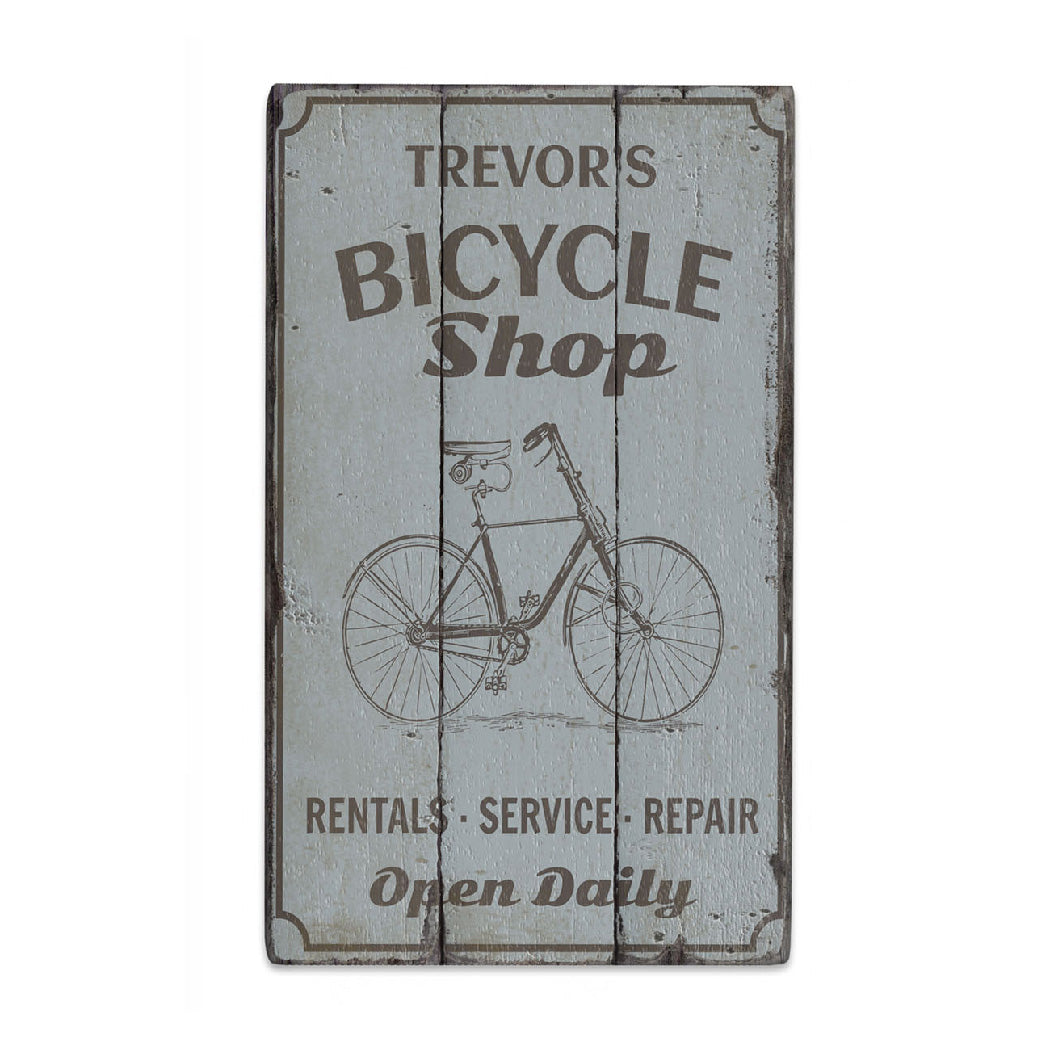 Bicycle Shop Rustic Wood Sign