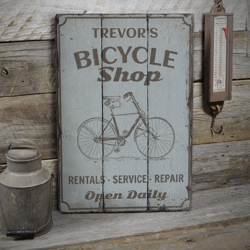 Bicycle Shop Rustic Wood Sign