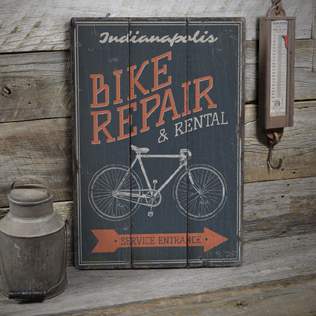 Bike Repair Rustic Wood Sign