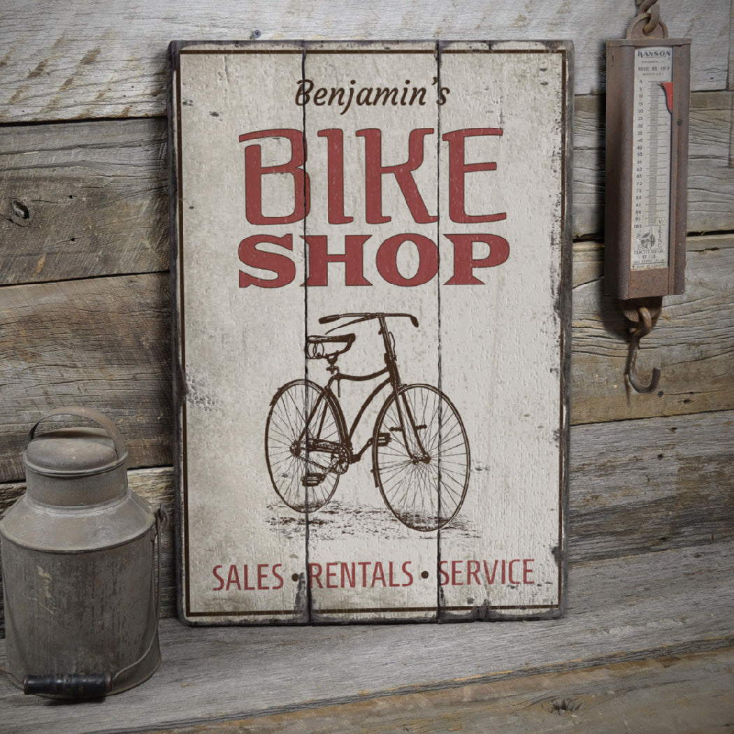 Bike Shop Rustic Wood Sign