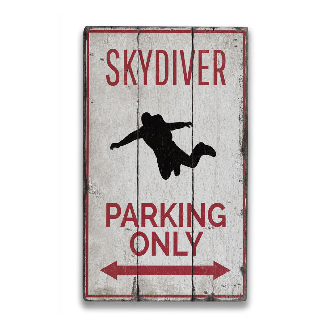 Skydiver Parking Rustic Wood Sign