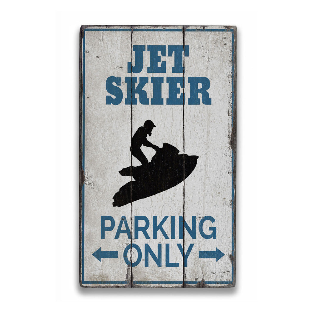 Jet Skier Parking Rustic Wood Sign