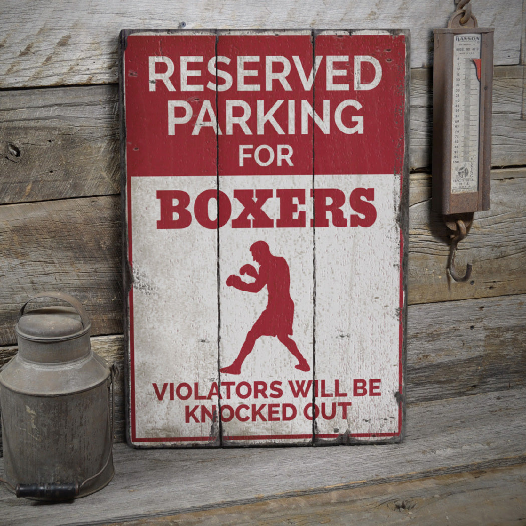 Boxer Parking Only Rustic Wood Sign