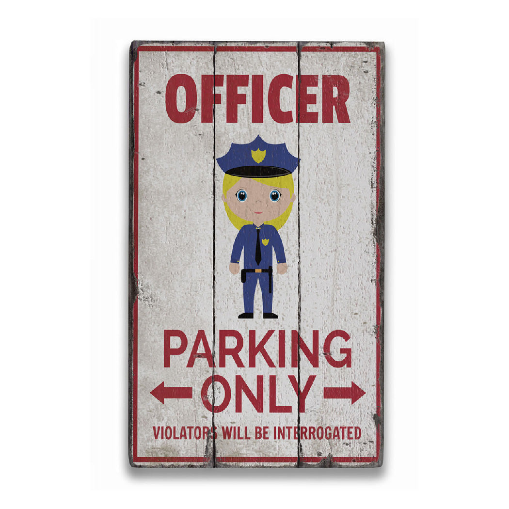 Officer Parking Rustic Wood Sign