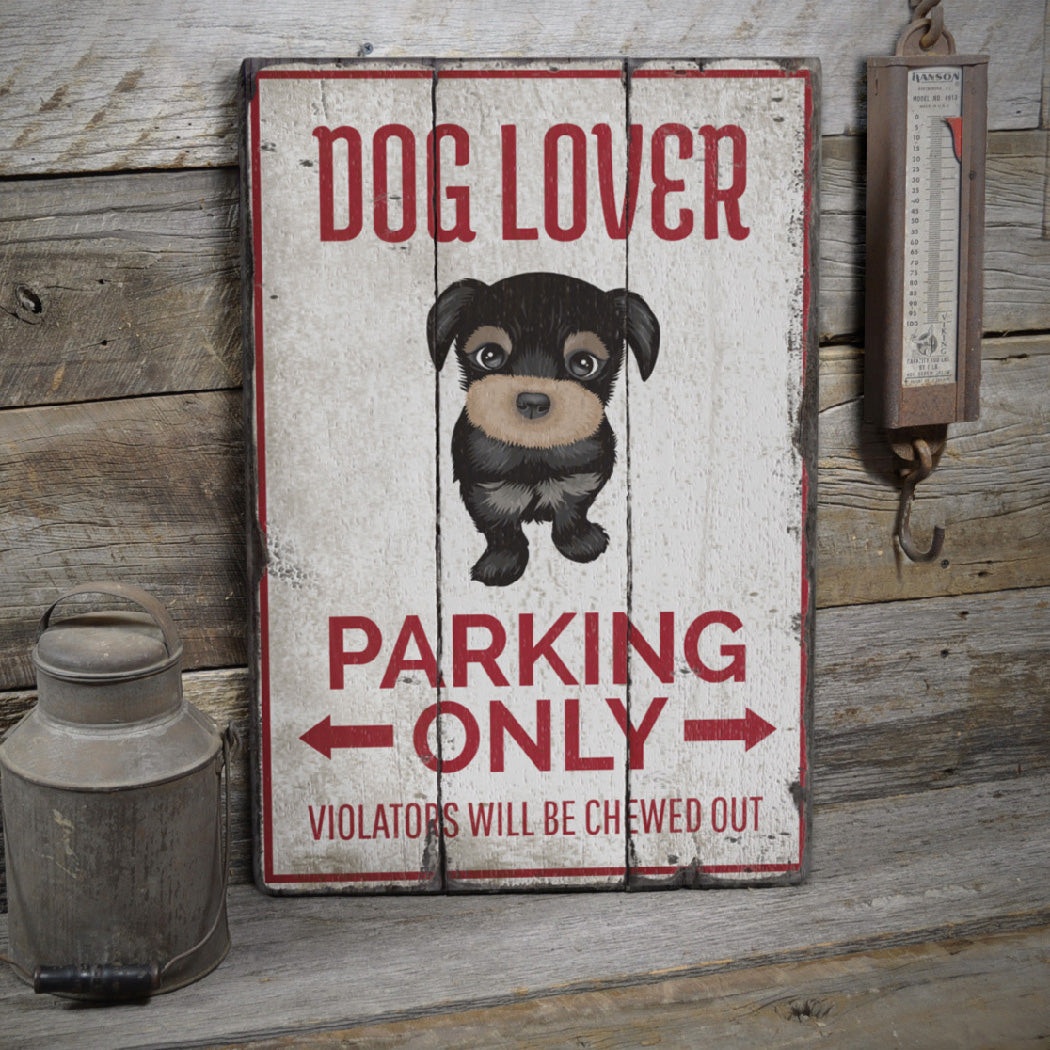 Dog Lover Parking Rustic Wood Sign