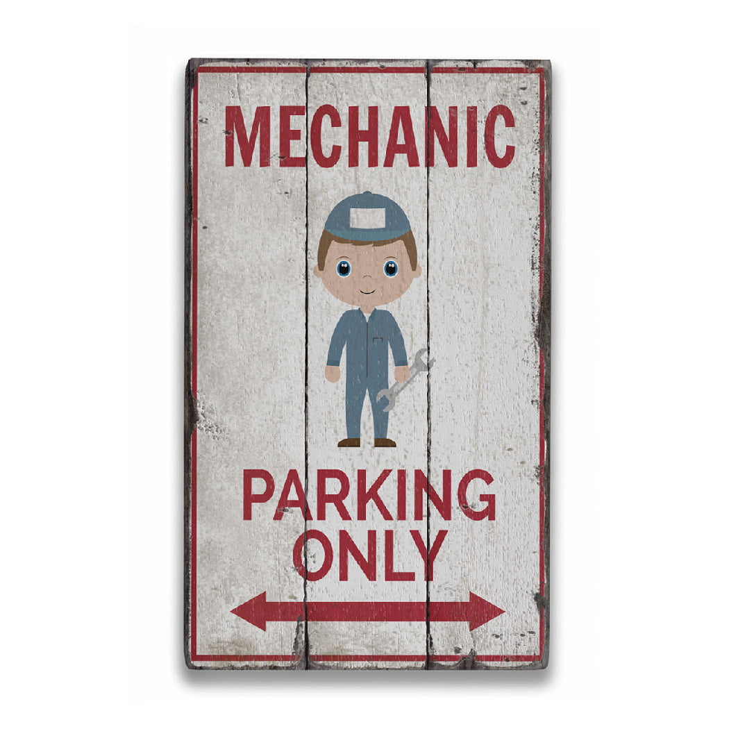 Mechanic Parking Rustic Wood Sign